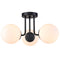 3-light Modern Black Globe Semi Flush Mount Ceiling Light Fixture for Bedroom